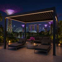 Pergola rétractable en aluminium thermolaqué, écologique et durable, avec toit à lames orientables, idéale pour restaurant et café, résistante au vent, avec éclairage LED