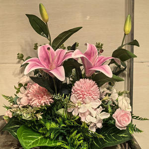 Centre de table de mariage et décoration de maison en fleurs artificielles en soie, mélange de tournesols, lys, roses et hortensias roses, très demandé - Product Image 4
