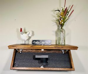 رف تخزين مخفي للأسلحة والأشياء الثمينة مثبت على الحائط بطول 24 بوصة، بلون الجوز الداكن، حامل أسلحة تكتيكي بحجرة مخفية - Product Image 1