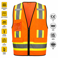 Gilet de sécurité haute visibilité classe 2, multi-poches, jaune citron, en maille, pour travaux routiers, ingénieurs, usines
