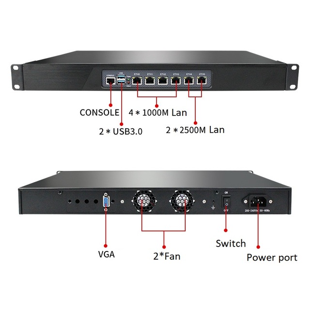 1U Rackmount Firewall Appliance Core I3 /i5/ I7 1165G7 6 *I226 2500M NICs Soft Router PfSense OPNsense Network Server Computer