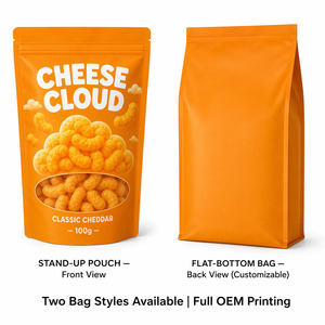 Bolsas de Embalaje de Grado Alimenticio con Cierre Hermético y Base Plana de Mylar para Snacks de Queso, Bocadillos Horneados y Chicle - Product Image 4