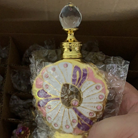 Bouteille vide en verre pour huiles essentielles, motif Fleur du Désert, style Moyen-Orient Dubaï, avec peinture diamantée, modèle POP005, produit transfrontalier très vendu