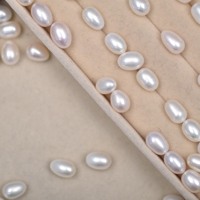 7/8*11mm demi-trou percé baroque riz perle d'eau douce culture bon lustre naturel blanc perle perles en vrac résultats de bijoux