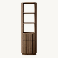 Meuble de salle de bain haut en chêne Sovereign, meuble à linge à lattes cannelées pour salle de bain de luxe, étagère de rangement étroite, meuble d'appoint pour lavabo