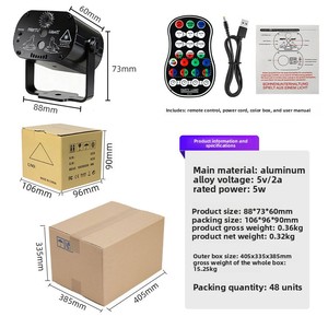 Lampada da Palcoscenico Rotante Colorata con Certificazione CE IP65, Ricarica USB, Mini Luce Laser Magica, Atmosfera Natalizia, <span class=keywords><strong>Cielo</strong></span> Stellato - Product Image 2