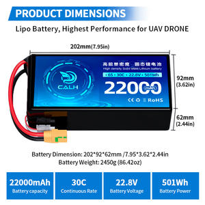 Пользовательская высоковольтная FPV-батарея 6S 22.8В 8Ач 10Ач 12Ач 22Ач 100C LiPo полутвердотельная для БПЛА/дронов 7-18 дюймов X8 FPV - Product Image 6