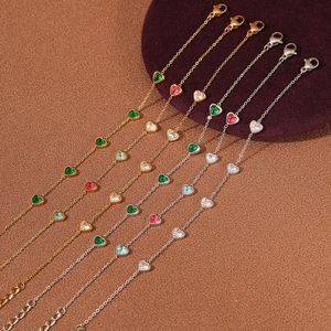 Trendy Women's Fine <b>Love</b> Heart Charm <b>Bracelet</b> Minimalist Design Luxury High-End Elegance Silver Plated Zircon Stainless Steel - Product Image 1