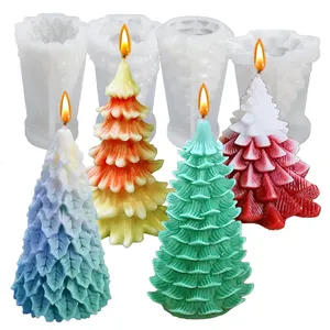 new model style design 2024 product christmas making tree present moulds 3D blow samta uo resin DIY wax silicone candle mold