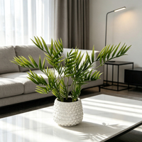 Promotion : Mini palmier Areca avec pot en céramique blanche, fausse petite plante en pot, verdure artificielle pour la décoration de table, maison ou bureau
