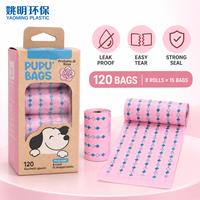 Sacs à déjections canines personnalisés de luxe, imprimés, mignons, 120 unités, anti-fuite, écologiques, compostables, faciles à déchirer, en rouleaux, marque privée pour