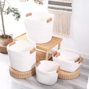 <span class=keywords><strong>Panier</strong></span> de rangement décoratif en corde torsadée à base carrée et à forme conique, <span class=keywords><strong>petit</strong></span> <span class=keywords><strong>panier</strong></span> blanc pour jouets, paniers pour chats avec poignée en PU - Product Image 5