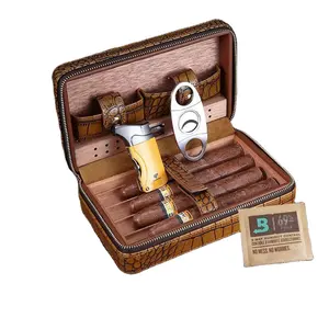 Kit aksesoris cerutu kayu, set hadiah humidor dengan solusi hygrometer humidifier desktop pak kotak hadiah