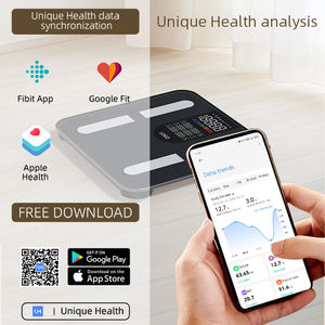 Einzigartig für Bluetooth Multifunktions-Personen analysator waage 4 Elektroden Körperfett gewicht <span class=keywords><strong>BMI</strong></span> Badezimmer waage Wasserdichtes OEM ODM - Product Image 4
