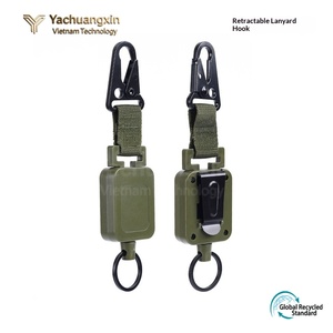 Tactical Retractable Key Holder with Carabiner <b>Hook</b> Green Plastic Bag Accessory for Outdoor EDC - Product Image 2