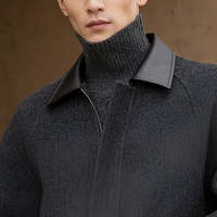 Veste à col montant gris foncé à manches longues et boutonnée pour l'automne et les trajets quotidiens