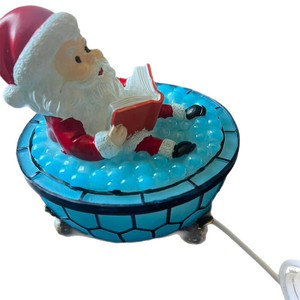 Decoración Navideña de Baño de Burbujas de Santa Claus, Azul con Pies Dorados, Diseño de Santa Leyendo un Libro, para Decoración Festiva del Hogar - Product Image 5
