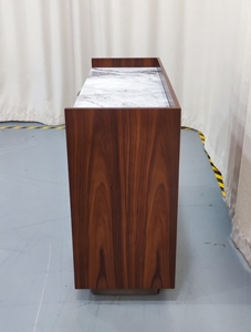 Minimal Custom Solid Wood Night Chest | Dark Walnut Bedside <b>Side</b> Cabinet with Dual Open Shelves for Apartment Bedroom Hotel - Product Image 2