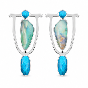 Orecchini Pendenti con Motivo Marmorizzato, Aspetto Pietra, Gioielli Geometrici per Donne - Product Image 1