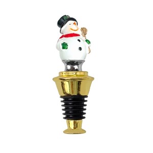 Christmas Snowman Bottle Stopper Zinc Alloy Sealing Round Shape For Wine Bottles - Product Image 1