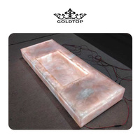 Pierre de quartz rose personnalisée, comptoir de salle de bain rétroéclairé en quartzite, pierre translucide, plan de toilette en quartz rose, lavabo