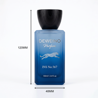 Flacon de parfum carré personnalisé le plus vendu, 30 ml, 50 ml, flacon de parfum de luxe bleu, 100 ml, flacons de parfum vides avec boîte et couvercle
