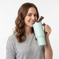 Nouveau gobelet isotherme de 40 oz avec paille, en acier inoxydable 304, à large ouverture, pour voiture, avec couvercle 2-en-1