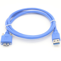 Kabel Transfer Data Kamera Industri USB 3.0 AM ke Micro BM Koaksial dengan Sekrup Pengunci dan Selubung PVC