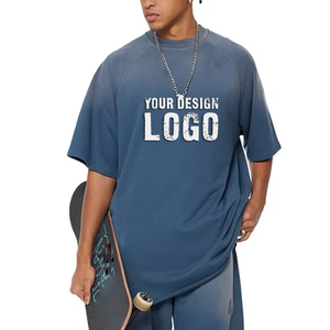 T-shirt pour homme en coton vintage décontracté de style streetwear, taille plus, mode américaine, dégradé de couleurs, lavé, surdimensionné - Product Image 1