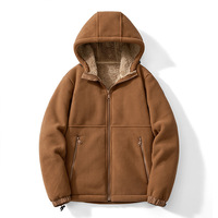 MAQVOB Veste en pierre de qualité supérieure pour hommes, veste d'hiver en trench, veste d'hiver de sécurité zippée dorée à capuche marron à la mode