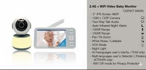 Moniteur Bébé Sans Fil KT-544W avec Écran IPS 5 Pouces, Mode Double 2.4GHz WiFi, Audio Bidirectionnel, Vidéo, Application Tuya, Caméra PTZ 1080P avec Suivi Automatique par IA - Product Image 2