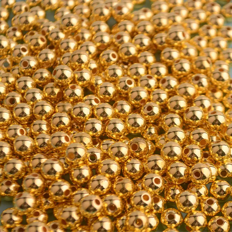 Fashion Drilled Gold Plate CCB Beads Round Plastic Beads 500g/bag 3-14mm Wholesale Bracelet Jewelry Making