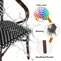 Fauteuil de bistrot français pour patio extérieur, en rotin PE, avec structure en alliage d'aluminium, chaise de salle à manger pour jardin et balcon