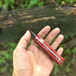 Couteau de poche en acier Damas personnalisé de qualité supérieure avec détails artistiques sur la poignée, motif de lame unique, artisanat traditionnel - Product Image 4