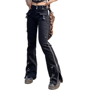 Wholesale Price Women Gothic Cargo Pants <b>Y2K</b> Aesthetic Vintage Loose Baggy <b>Trousers</b> Low Waist Wide Leg Baggy Jeans - Product Image 1