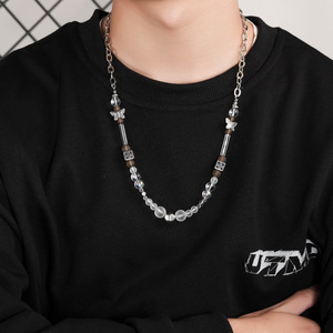 Collar de mariposa de dados de perlas, accesorios de hip-hop para hombres y mujeres, cadena de clavícula con cuentas hecha a mano de nicho de marca de moda - Product Image 1