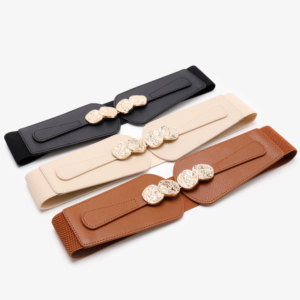 Cinturón de PU de Diseño Vintage Personalizado JULUN, de Alta Calidad, 6 cm de Ancho, Elástico, con Hebilla de Moneda Dorada, Accesorio de Moda - Product Image 4