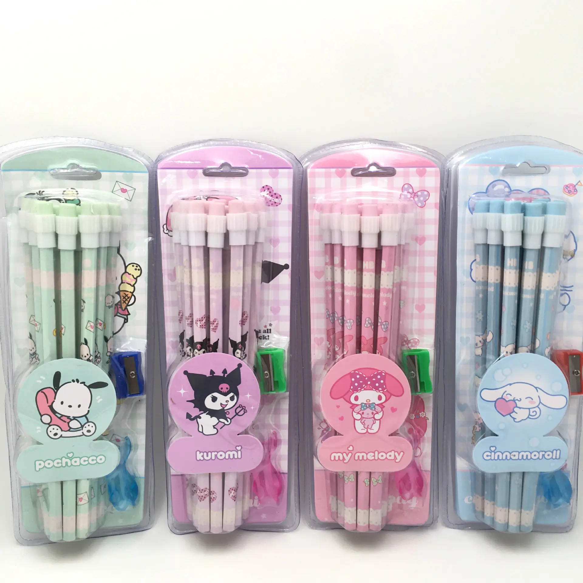 12ชิ้น/แพ็คKuromiดินสอน่ารักอะนิเมะMymelody Cinnamorollสร้างสรรค์น่ารักดินสอSharpenerชุดการ์ตูนเครื่องเขียนของขวัญ