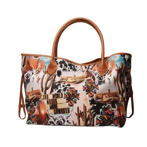 Custom Printed Weekend Tote Bag Wild Cow Tote Handbag Purse For Women Travel Weekend Bag DOM-1141851