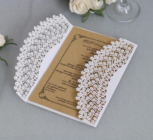 Vente en gros de cartes d'invitation découpées au laser à couverture rigide rustique, blanches et creuses, invitations de <span class=keywords><strong>fête</strong></span> de luxe VIP - Product Image 6