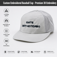 Gorra de Béisbol Personalizada con Letras Bordadas Vintage, Estilo Oxford Twill, Visera Plana, Color Gris Claro, 6 Paneles, Deportiva, Streetwear, Unisex