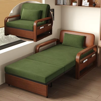 Canapé-lit multifonctionnel 2-en-1 moderne pliable et extensible en microfibre cirée, avec cadre en bois, pour salon et chambre à coucher, double