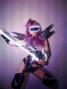 <span class=keywords><strong>Disfraz</strong></span> de Danza Escénica de Elfo Nocturno DSDJ para Cantante Femenina <span class=keywords><strong>Futurista</strong></span>, GOGO 100% Poliéster con Tecnología Brillante y Lentes de Espejo - Product Image 4