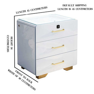 Wicker kaca pintar abu-abu kayu isi ulang 2 furnitur kabinet samping tempat tidur panjang dengan pengisi daya nirkabel - Product Image 5