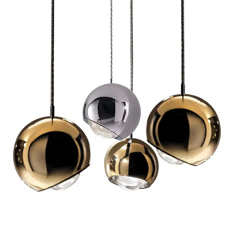 1 bulb Modern Gold or Chrome LED Pendant Light Bedroom Bedside Dining Room Nordic Round Acrylic Designer Kitchen Hanging Lamp