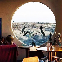 Ventana Redonda de Aluminio con Marco de Vidrio Fijo y Pivote Circular de Gran Tamaño, Fabricada en China por Alucasa
