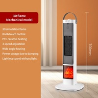 LOVFE Chauffage portable à flamme simulée 3D, effet cheminée, commande tactile, oscillant, en plastique, résistant au vent et aux intempéries