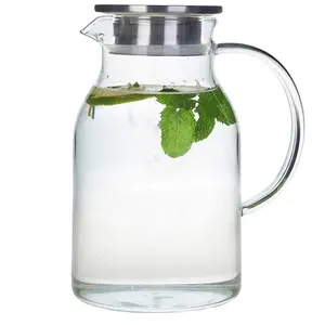Jarra de agua de alta calidad para cocina, jarra de vidrio de fermentación en frío de 64 oz con tapa, gran oferta
