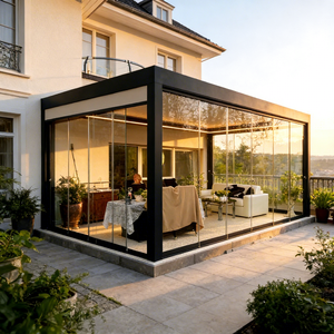 Pérgola Arquitectónica Plegable con Rejillas, Gazebo, Toldo, Parasol 3x4m, Cubierta para Terraza Exterior Ecológica, Moderna con Recubrimiento en Polvo - Product Image 1