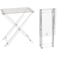 Table pliante en acrylique transparent Plateaux de collation Table de collation pliable en acrylique transparent Table de bar